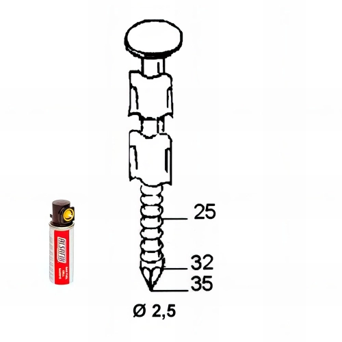 2 000 pointes JDBG annelées INOX 20° 25 x 25 mm - 20250259 Alsafix