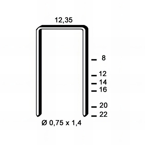 5 000 agrafes galvanisées AK-08 - 12,35 x 8 x D. 0,75 x 1,4 mm - 6AK081 - Alsafix