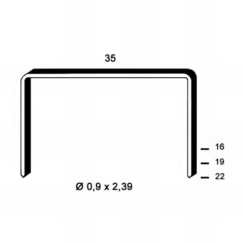 10 000 agrafes cuivrées B-16 - 35 x 16 x D. 0,9 x 2,39 mm - 6B-161 - Alsafix