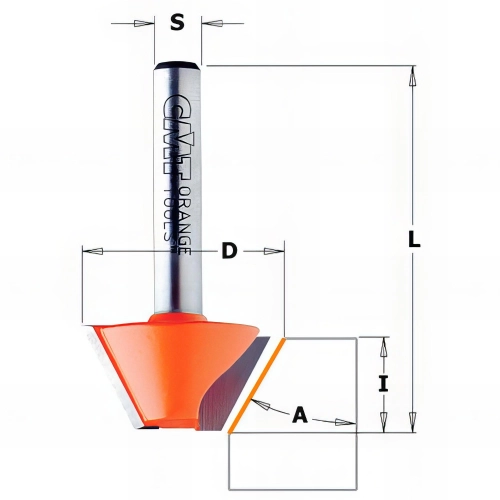 Fraise à chanfreiner 2 tranchants 15° D. 24 mm x Lu. 14 x Q. 6 mm - 703.240.11 - CMT