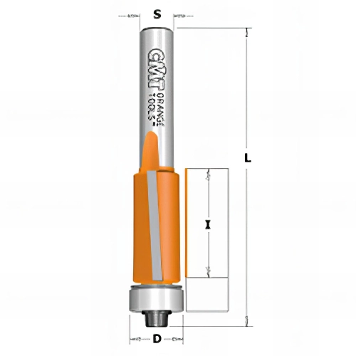 Fraise à affleurer avec roulement, coupe doite D. 9,5 x Lu. 25,4 x Q. 6 mm - 706.095.11 - CMT