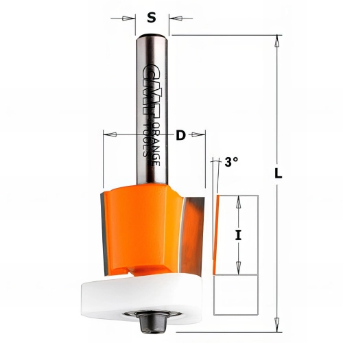 Fraise à affleurer pour laminés 3 en 1, 2 tranchants D. 12,7 x Lu. 12,7 x Q. 6 mm - 707.128.11 - CMT