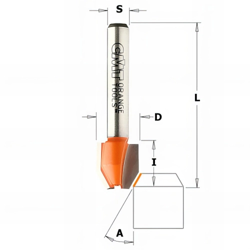 Fraise à affleurer avec tranchants combinés 0 - 30° D. 12 x Lu. 12,7 x Q. 6 mm - 721.030.11 - CMT