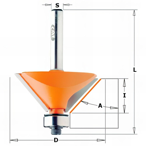 Fraise à chanfreiner avec roulement 2 tranchants 25° D. 22,2 mm x Lu. 10 x Q. 6 mm - 736.190.11 - CMT