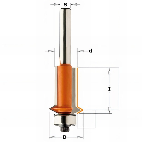 Fraise à affleurer et rainurer en V 2 tranchants D. 19 x Lu. 25,4 x Q. 6 mm - 753.001.11 - CMT