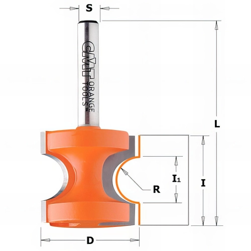 Fraise à arrondir demi rond avec plat D. 22,2 x Lu. 19 x Q. 6 x R. 3,2 mm - 754.002.11 - CMT