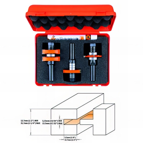 Jeu de fraises réglables 2 tranchants pour joints tenon et mortaise D. 41,2 x Q. 12 mm - 900.625.11 - CMT