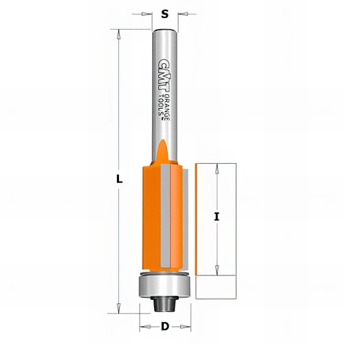 Fraise à affleurer avec roulement, coupe droite 3 tranchants D. 12,7 x Lu. 25,4 x Q. 8 mm - 906.227.11 - CMT