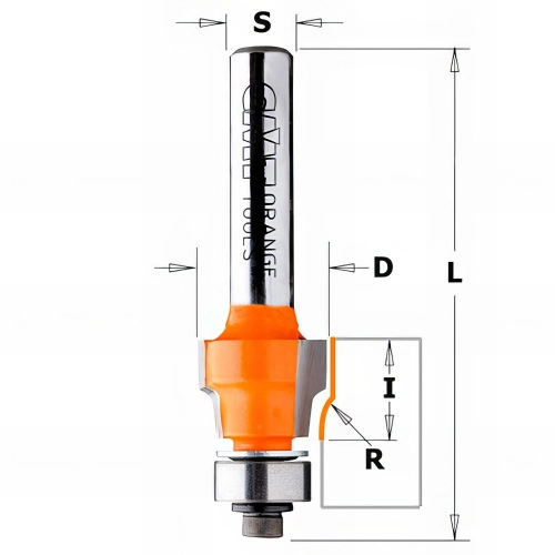 Fraise à affleurer pour laminés avec roulement 2 tranchants D. 12,7 x Lu. 9,5 x Q. 8 x R. 0,4 mm - 907.004.11 - CMT