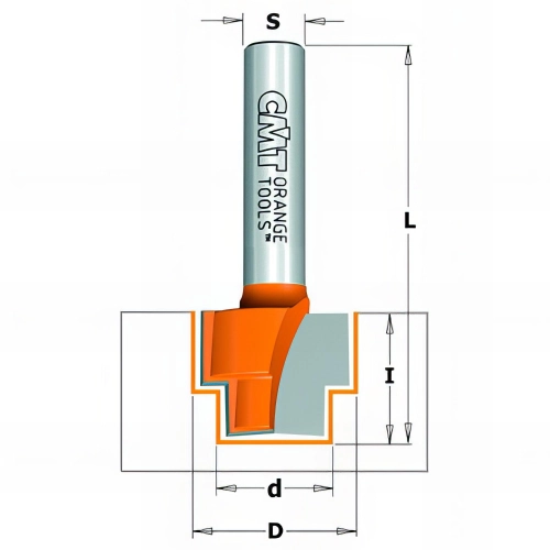 Fraise à défoncer carbure double feuillure, 2 tranchants D. 16,3 x Lu. 16 x Q. 8 mm - 965.122.11 - CMT