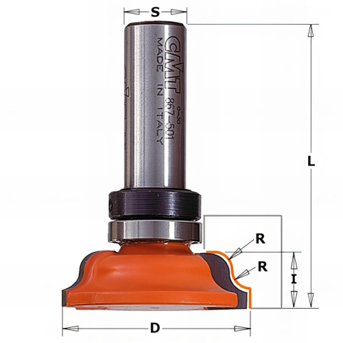 Fraise pour moulures décoratives avec roulement D. 39,05 x Lu. 11,5 x Q. 8 x R. 4 mm - 967.001.11B - CMT