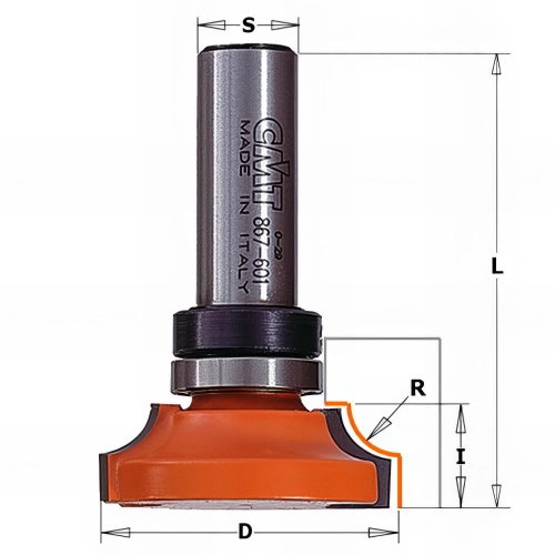 Fraise pour moulures décoratives avec roulement D. 35 x Lu. 13,2 x Q. 8 x R. 8 mm - 967.102.11B - CMT