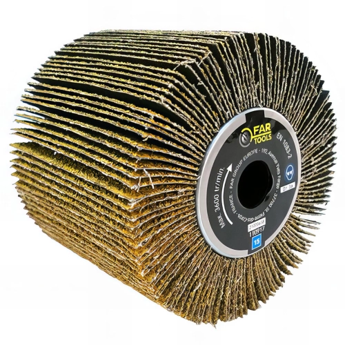 Brosse à lamelles abrasives A36 D. 120 mm x Al. 20 mm x ép. 100 mm