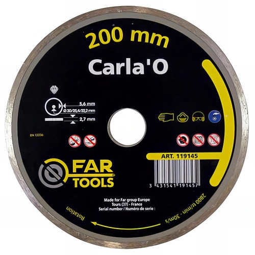 Disque diamant "Carla'O" D. 200 x Al. 22,2 x Ht. 5,6 mm - Carrelage