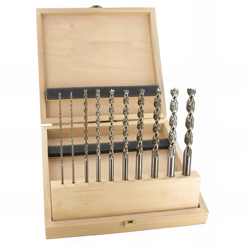 Coffret bois de 7 mèches à bois hélicoïdales version longues HSS-G D. 3-4-5-6-7-8-9-10-11 et 12 mm L. 150/100 mm