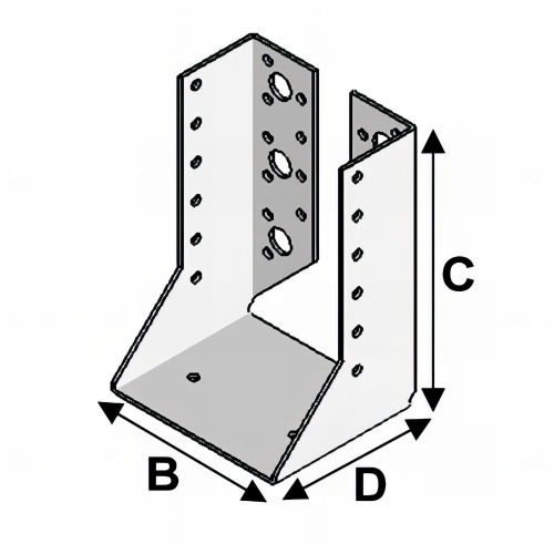 Sabot de charpente à ailes intérieures (P x l x H x ép) 70 x 70 x 125 x 2,0 mm - Fixtout