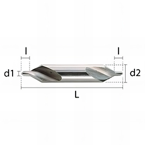 Foret métal à centrer 60° HSS DIN333A D. 3,15 / 8 x Lt. 52 x lu. 4,4 mm