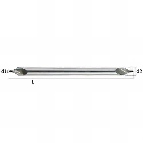 Foret métal à centrer 60° HSS DIN333A D. 1 / 4 x Lt. 60 x lu. 1,3 mm