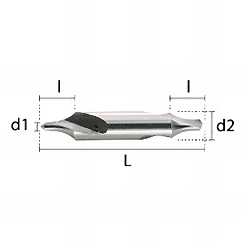 Foret métal à centrer 118° radial HSS DIN333R D. 1 / 3,15 x lu. 31,5 x Lt. 3 mm