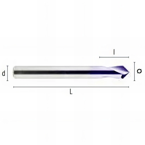 Foret métal à centrer 90° HM-MD CNC D. 8 x Lt. 80 x lu. 20 x di. 8 mm Q. DIN 6535-HA