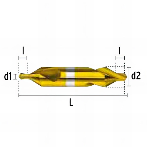 Foret métal à centrer 118° HSS DIN333A D. 1 / 3,15 x Lt. 31,5 x lu. 1,6 mm