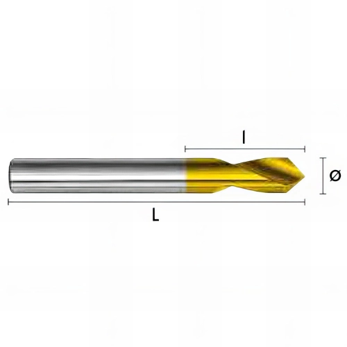 Foret métal à centrer 90° HSSCO CNC D. 3 x Lt. 50 x lu. 10 mm