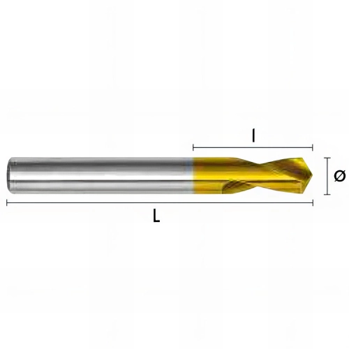 Foret métal à centrer 120° HSSCO CNC D. 4 x Lt. 52 x lu. 12 mm