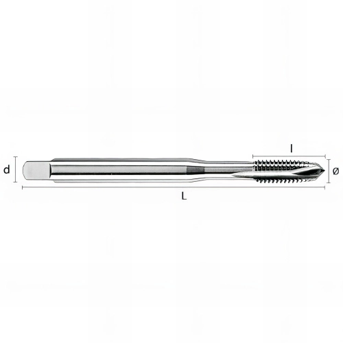 Taraud métal à machine entrée corrigée M-MF HSSE DIN371B D. 4 x P. 0,7 x Lt. 63 x lu. 13 x di. 4,5 mm Q. Renforçée