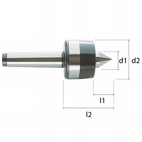 Contrepointe pointe tournante CM 1 D1. 12 x D2. 32 x Lt. 42 x lu. 18 mm