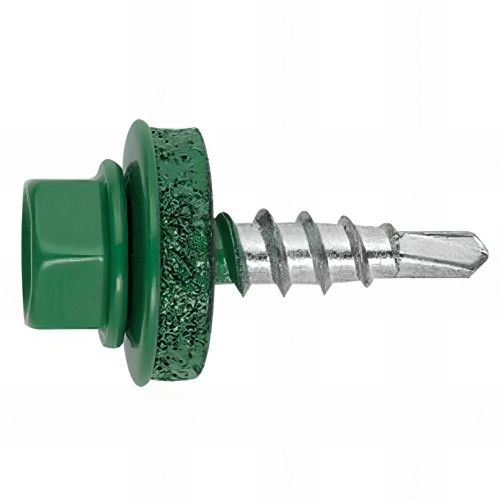 250 vis autoperceuses, tête hexagonale 8 vert mousse 4,8 x 19 mm zingué spécial bac acier - AFVE144819 - Index